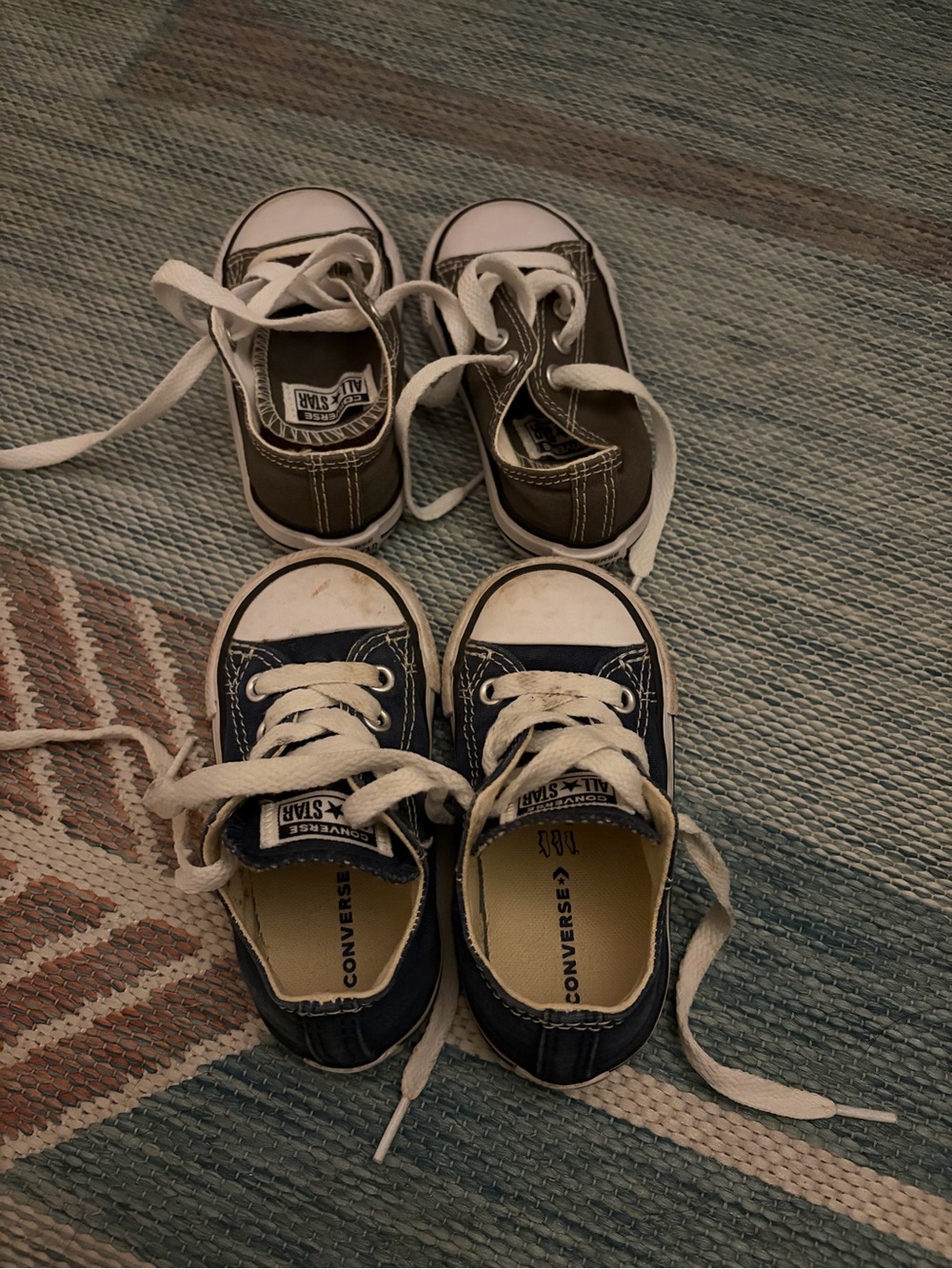 Converse Kids Low-Top Sneakers in Navy and Gray both size 5. $30 for both pairs.